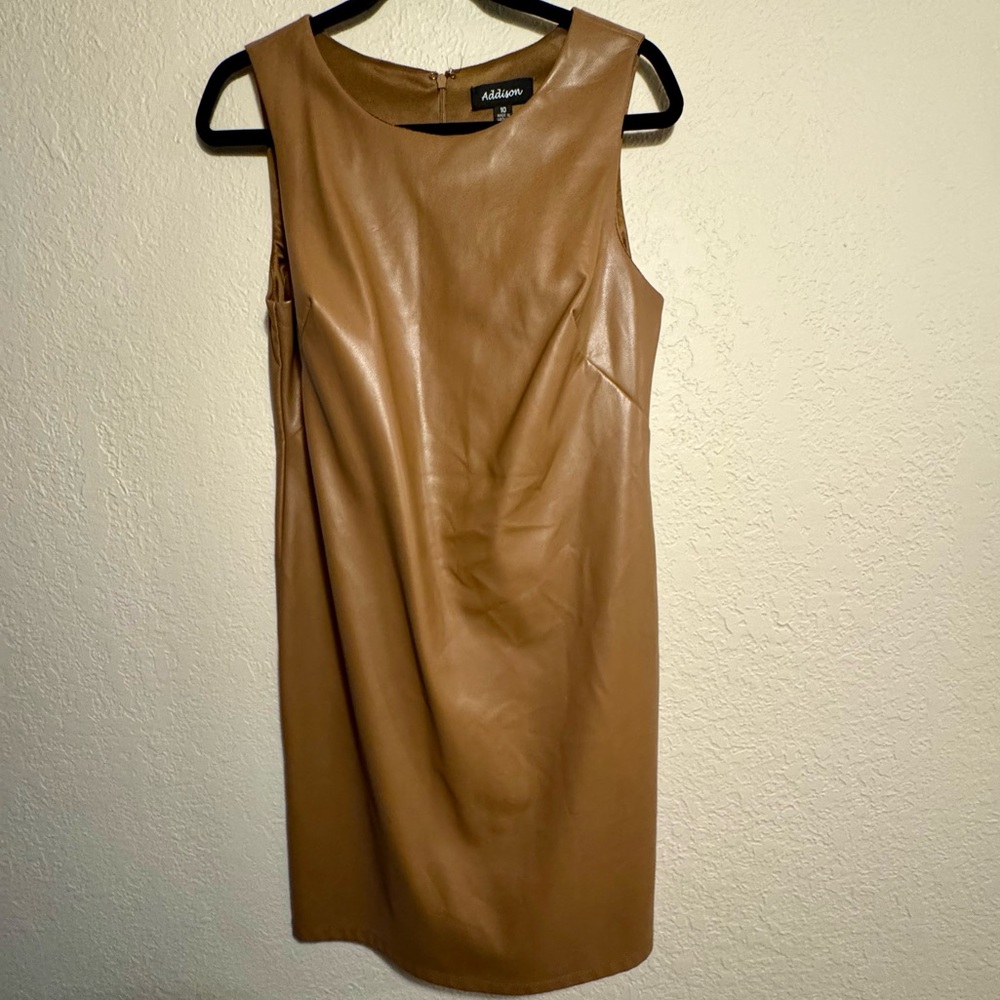 BROWN VEGAN LEATHER DRESS Addison THE PERFECT SZ 10